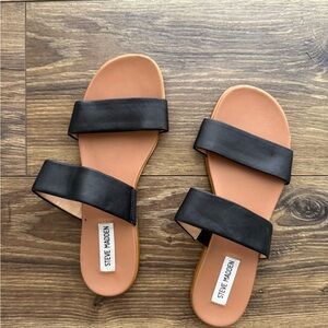 Steve Madden Black Two Strap Women's Sandals